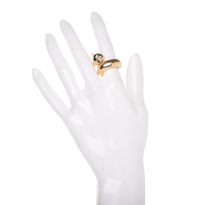Cartier 18K Yellow Gold Tsavorite Onyx Panthere De Bypass Ring 52 6 2 of 5