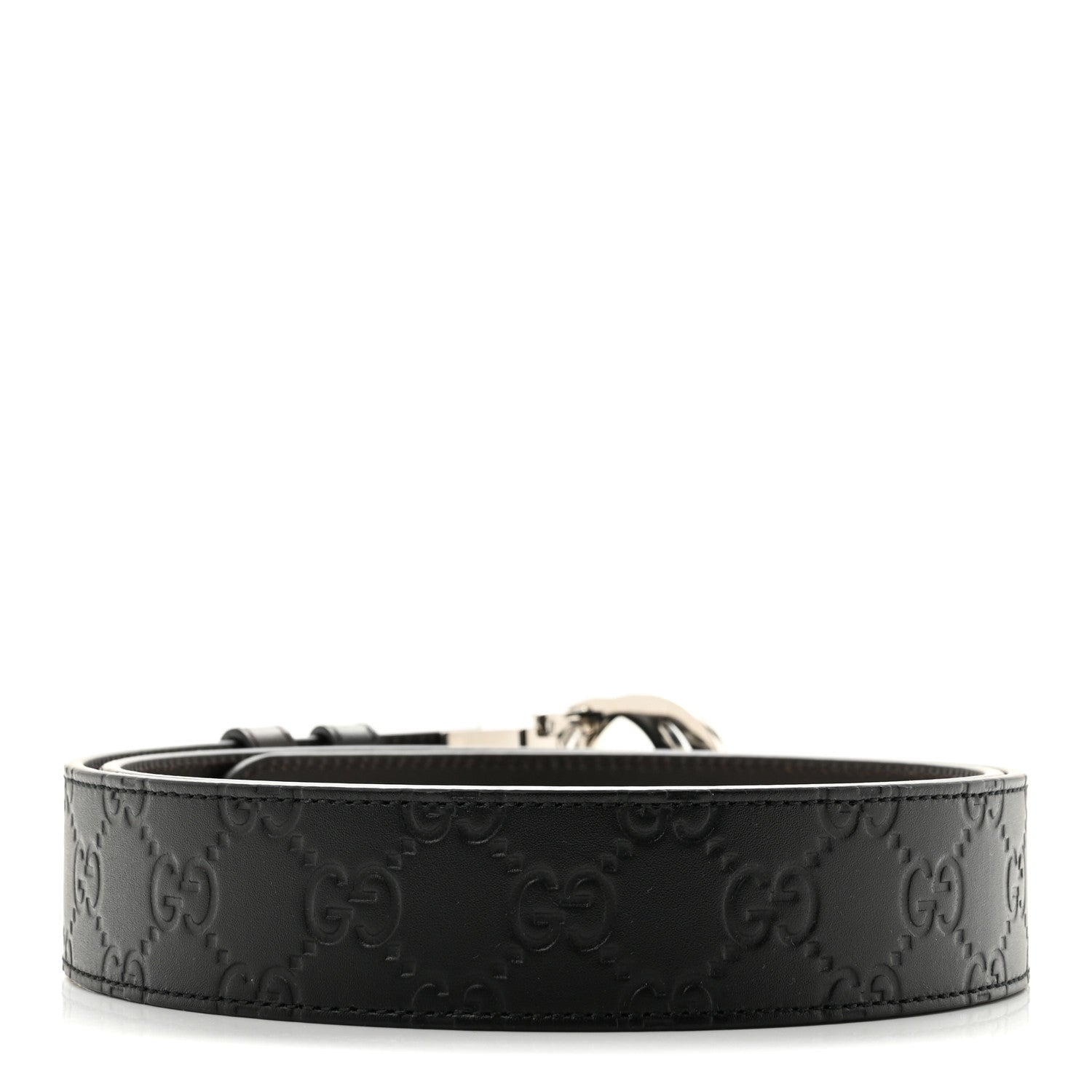Gucci Guccissima Signature Interlocking G Reversible 37mm Belt 100 40 Black Cocoa 2 of 5