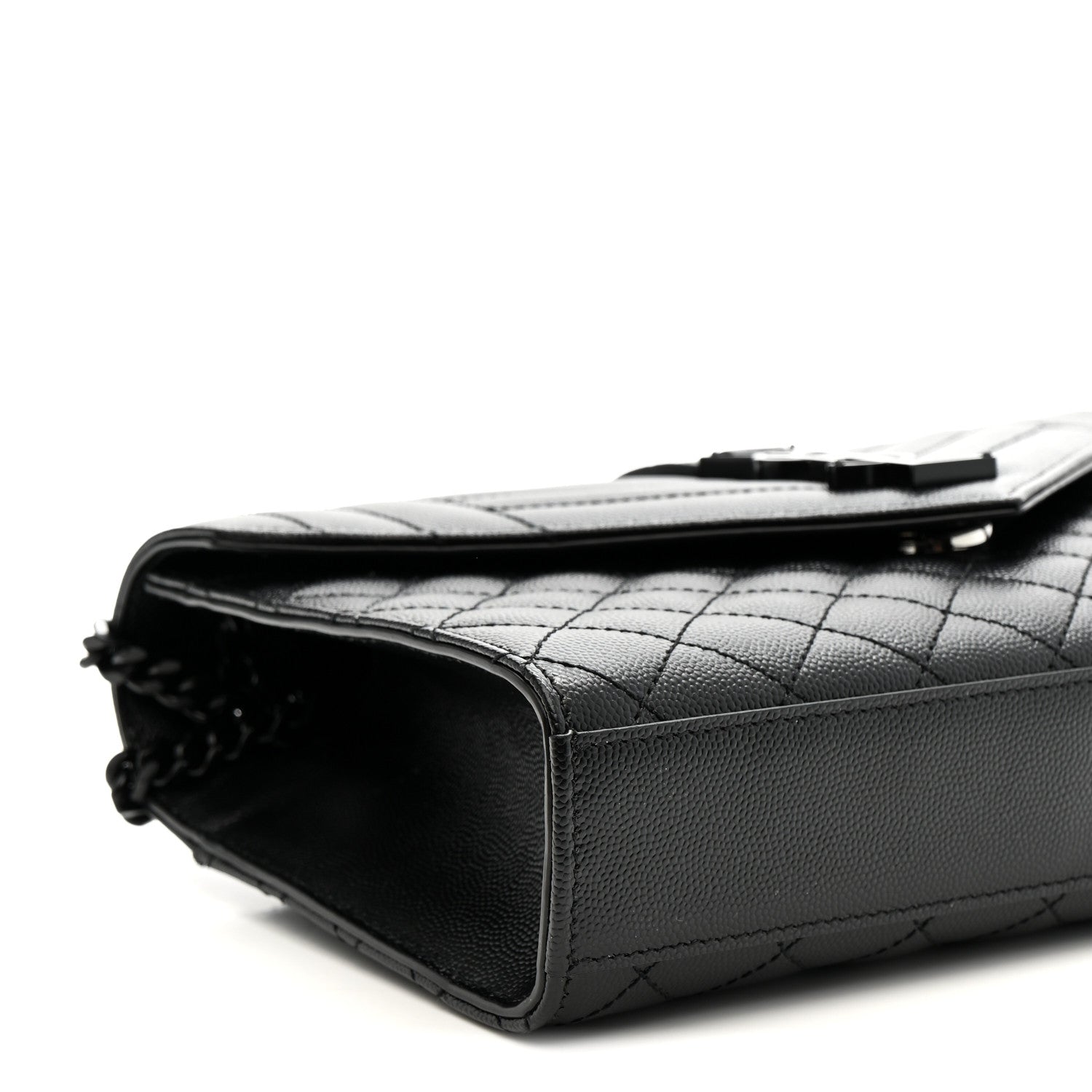 Saint Laurent Grain De Poudre Textured Mixed Matelasse Triquilt Medium Monogram Monochrome Satchel Black 17 of 19