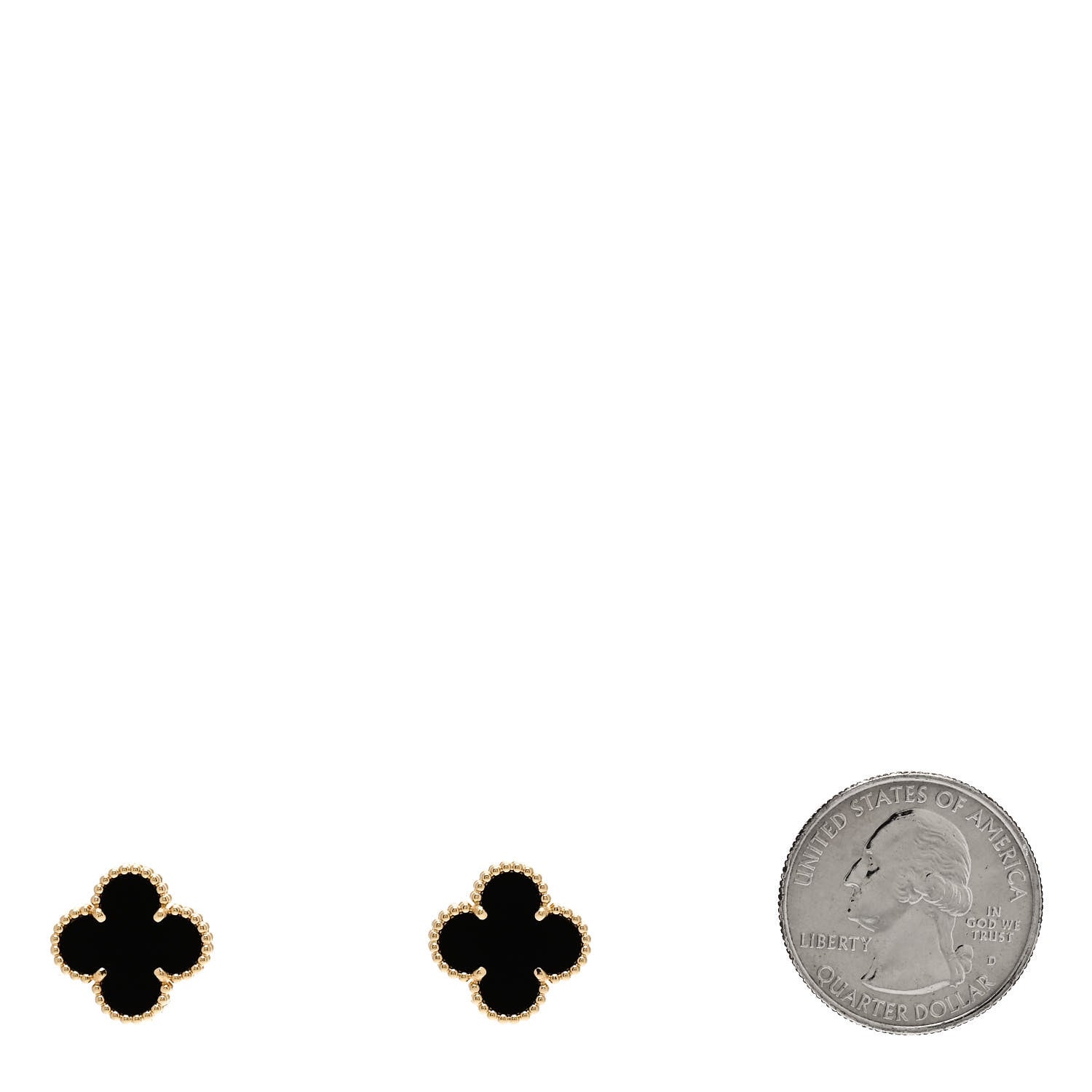Van Cleef & Arpels 18K Yellow Gold Black Onyx Vintage Alhambra Earrings 2 of 5