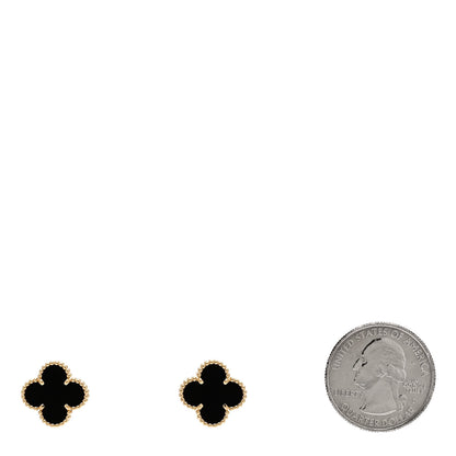 Van Cleef & Arpels 18K Yellow Gold Black Onyx Vintage Alhambra Earrings 2 of 5