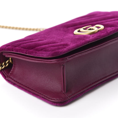 Gucci Velvet Matelasse GG Marmont Mini Bag Fuchsia Violet Cyclamen 6 of 11