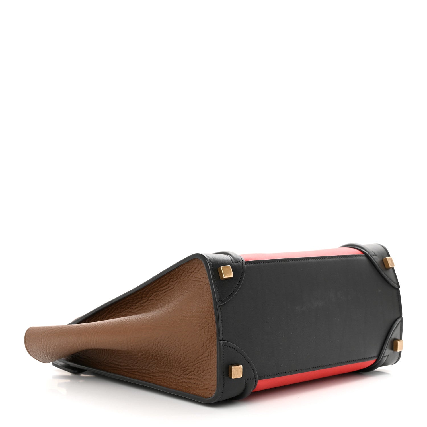 Celine Elephant Calfskin Micro Tri-Color Luggage Bright Red 4 of 10