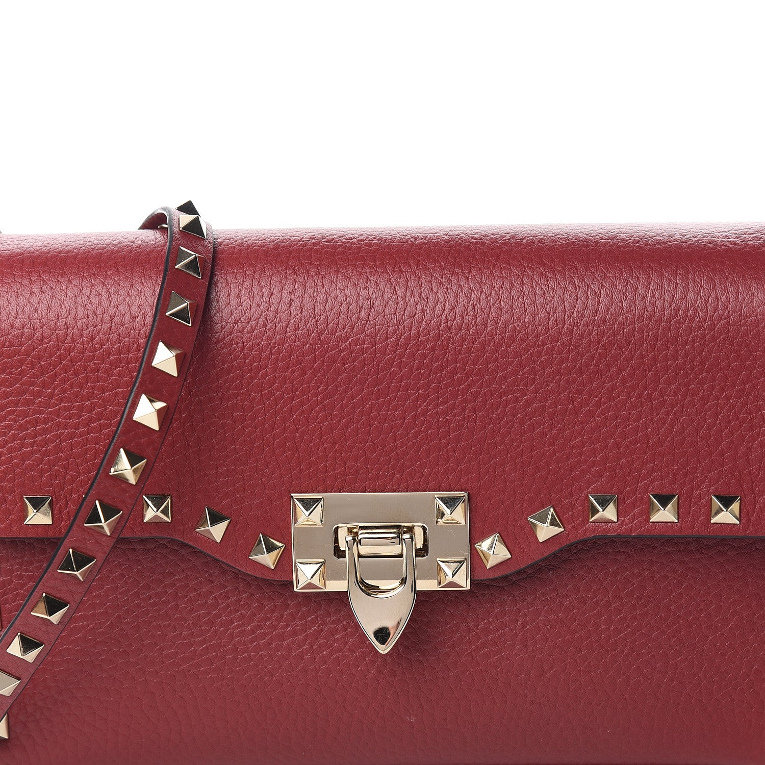 Valentino Garavani Pebbled Calfskin Medium Rockstud Flip Lock Crossbody Bag Rubino 10 of 10