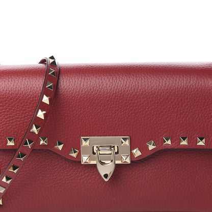 Valentino Garavani Pebbled Calfskin Medium Rockstud Flip Lock Crossbody Bag Rubino 10 of 10