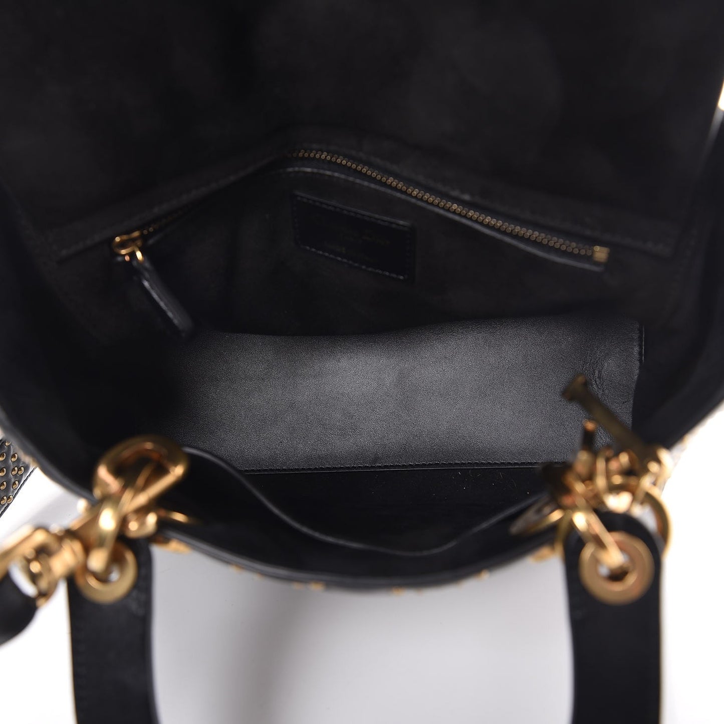 Calfskin Cannage Studded Medium Supple Lady Dior Black
