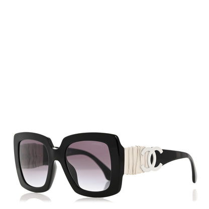 Chanel Acetate Calfskin Square Sunglasses 5474-Q-A Black White 1 of 8