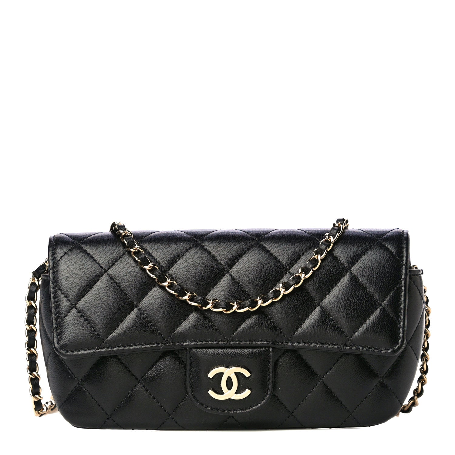 Chanel Lambskin Quilted Glasses Case With Chain Black 1 of 11
