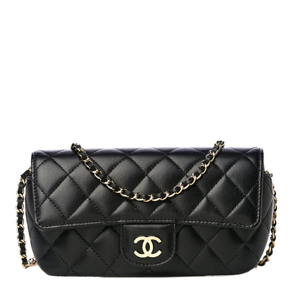 Chanel Lambskin Quilted Glasses Case With Chain Black 1 of 11