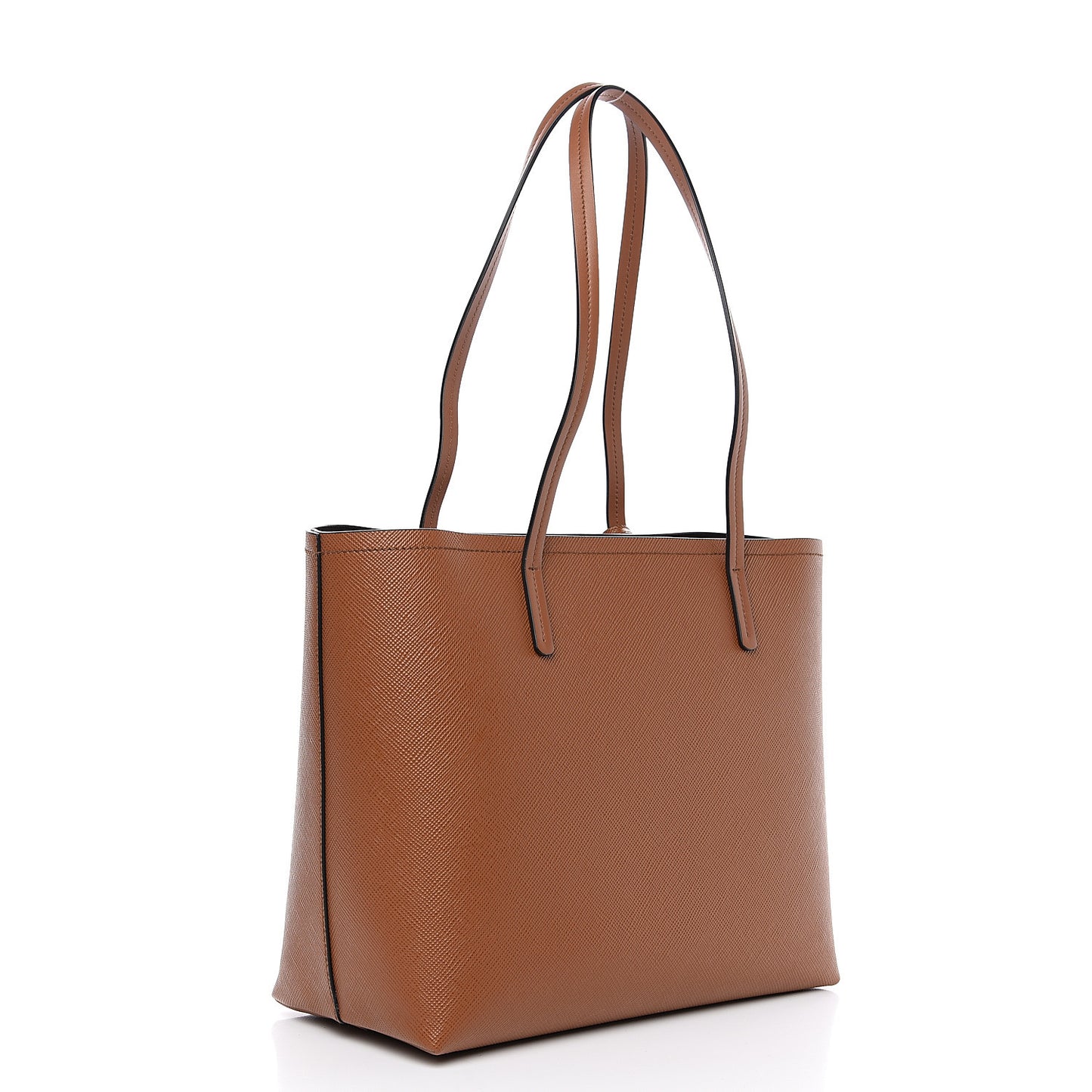 Saffiano Cuir Shopping Tote Cognac Black