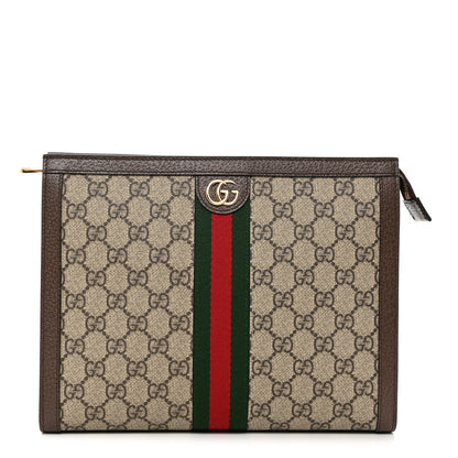 Gucci GG Supreme Monogram Web Ophidia Pouch Brown 1 of 8