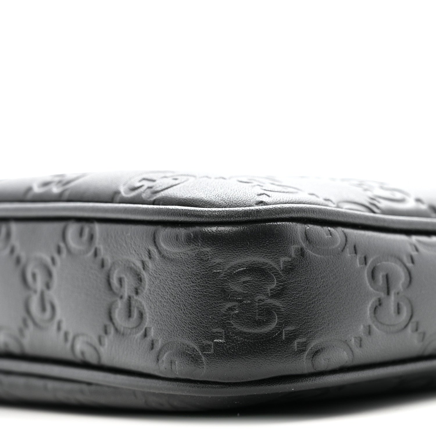 Gucci GG Calfskin Embossed Emblem Medium Crossbody Bag Black 10 of 12