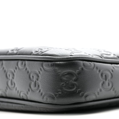 Gucci GG Calfskin Embossed Emblem Medium Crossbody Bag Black 10 of 12