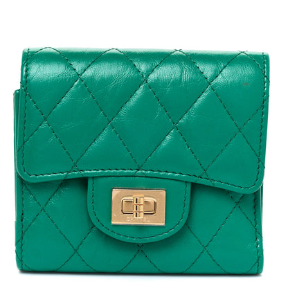 Chanel Aged Calfskin Quilted Reissue Compact Wallet Green 1 of 8