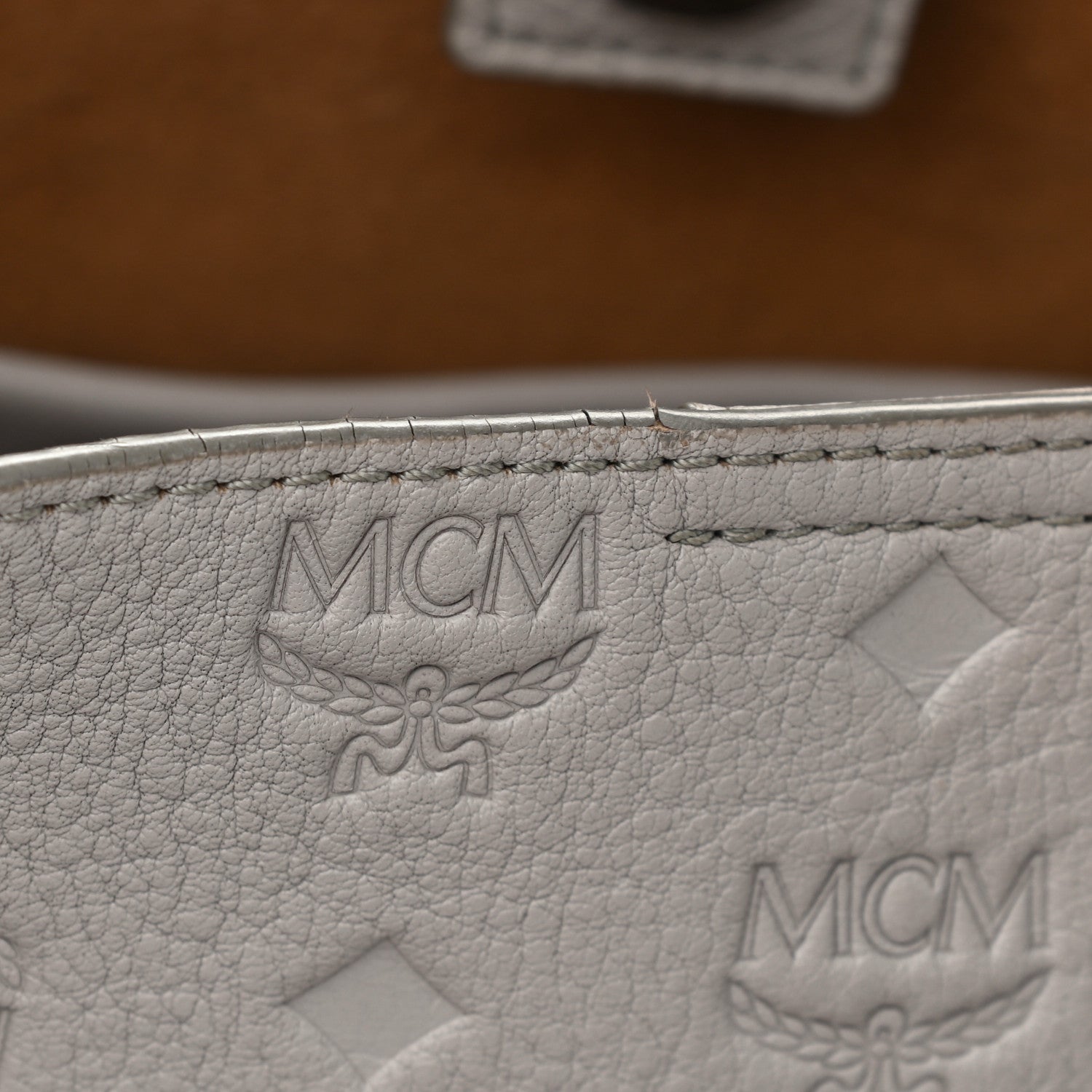 MCM Calfskin Ottomar Monogram Sarah Convertible Hobo Dove 13 of 14