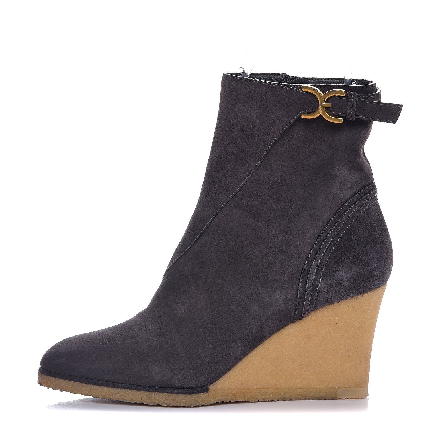 Chloe Suede Wedge Ankle Boots 40.5 Grey 1 of 9