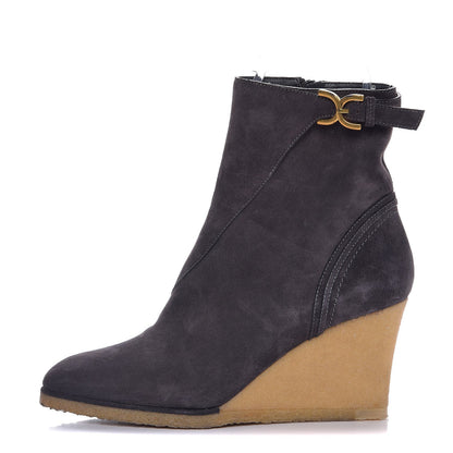 Chloe Suede Wedge Ankle Boots 40.5 Grey 1 of 9