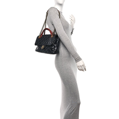 Chanel Glazed Calfskin Castle Rock Large Flap Black Burgundy 2 of 15