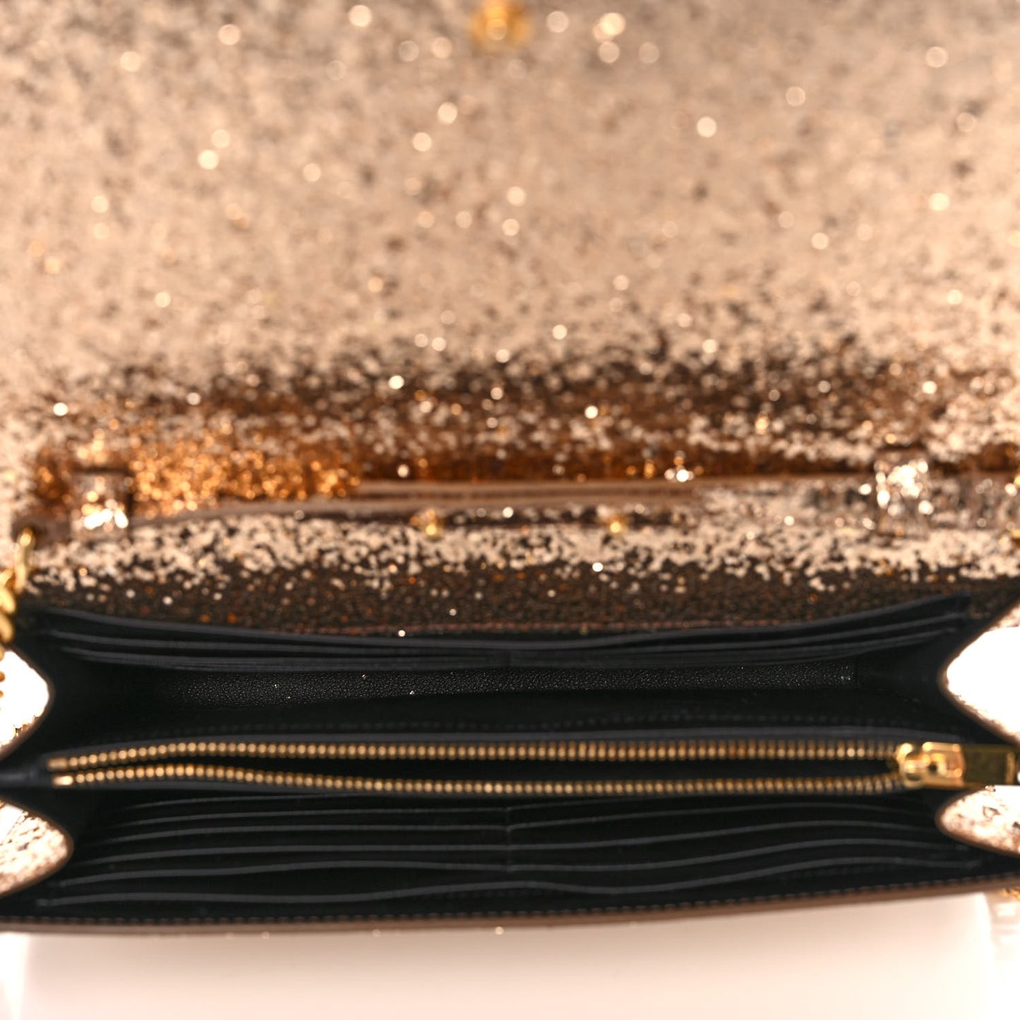 Glitter Galactica Monogram Chain Wallet Platino