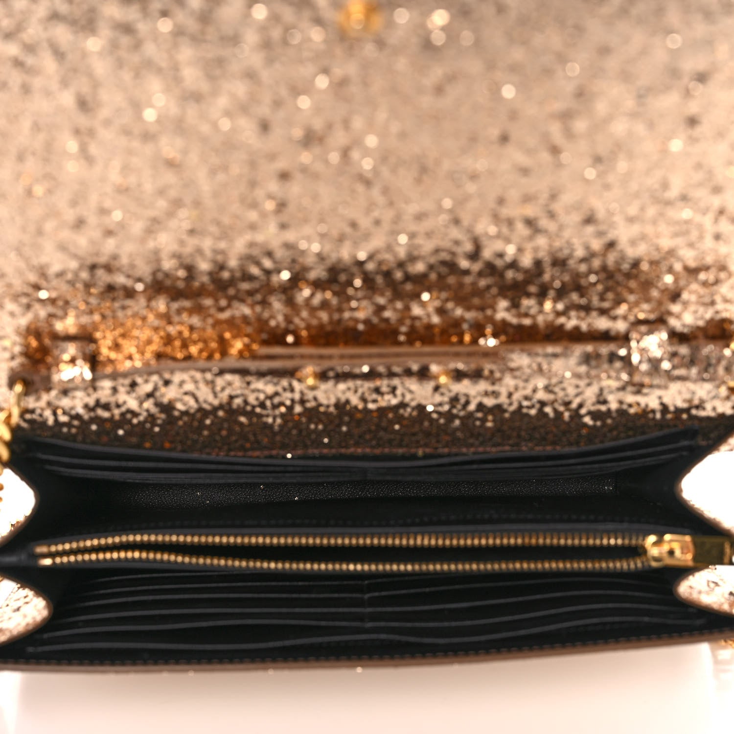 Saint Laurent Glitter Galactica Monogram Chain Wallet Platino 4 of 8