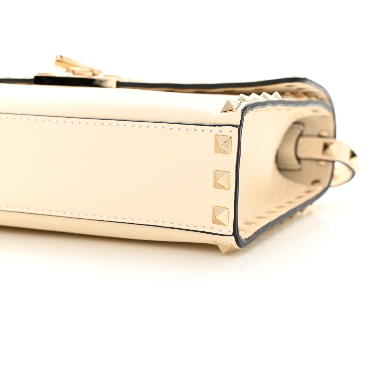 Valentino Garavani Pebbled Calfskin Medium Rockstud Flip Lock Crossbody Bag Light Ivory 9 of 10