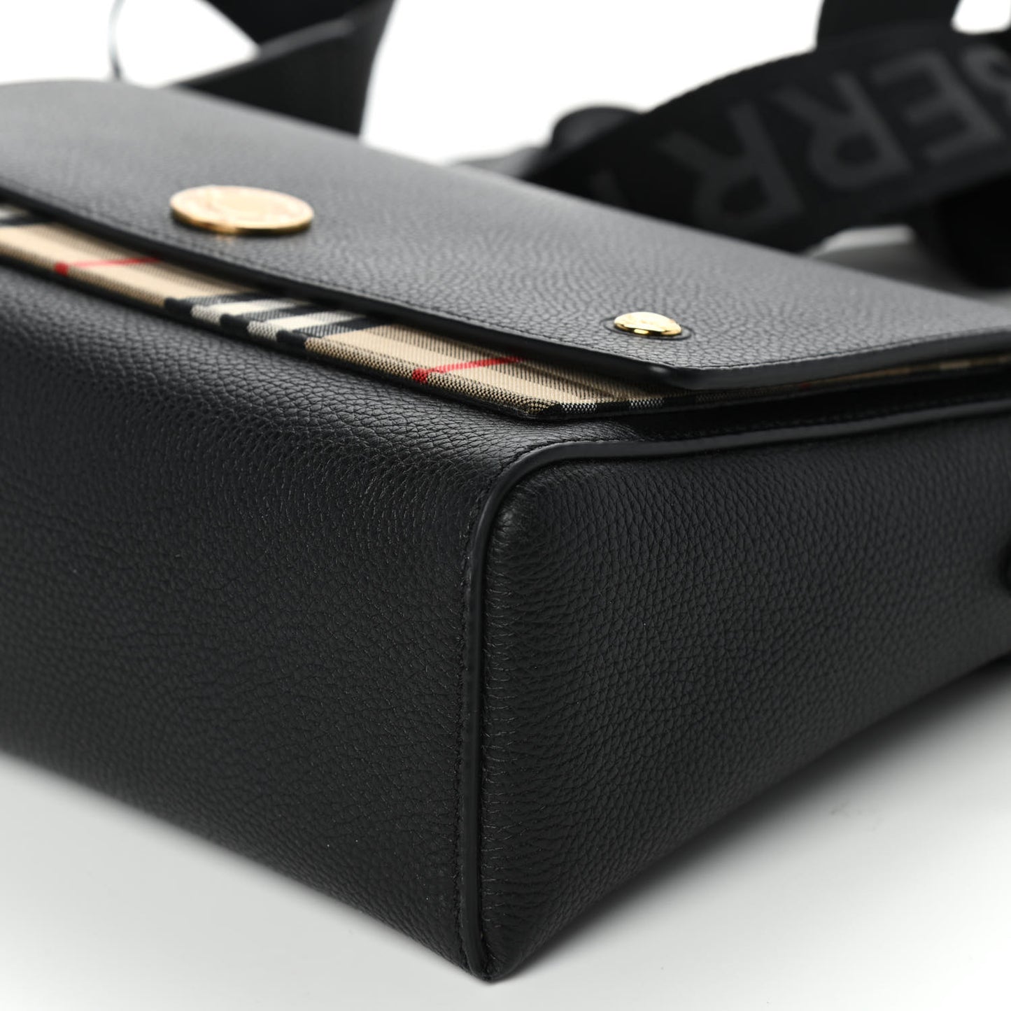 Grainy Calfskin Vintage Check Note Crossbody Bag Black