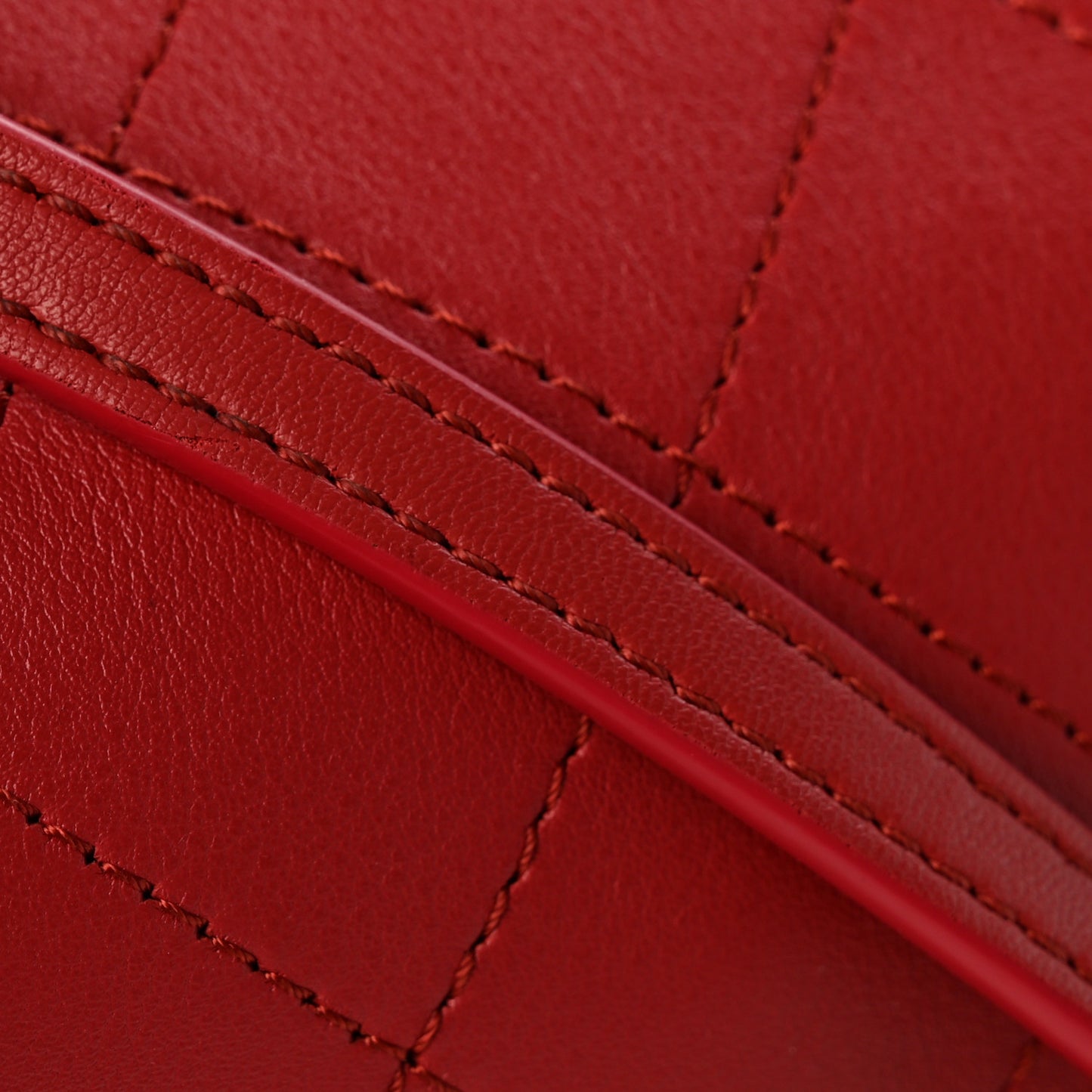 Calfskin Stitch Medium Ring My Bag Shopping Tote Red