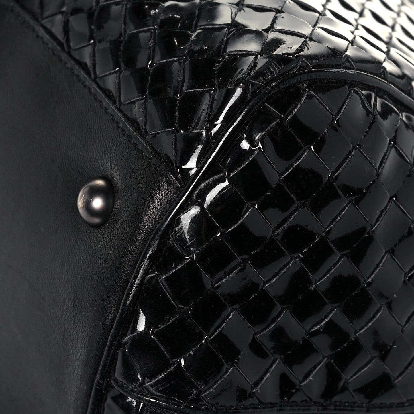 Patent Nappa Intrecciato Satchel Black