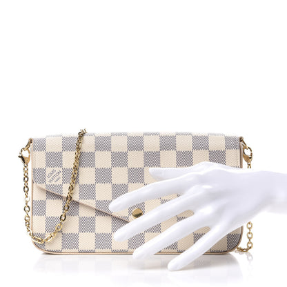 Louis Vuitton Damier Azur Pochette Felicie Chain Wallet Rose Ballerine 2 of 9