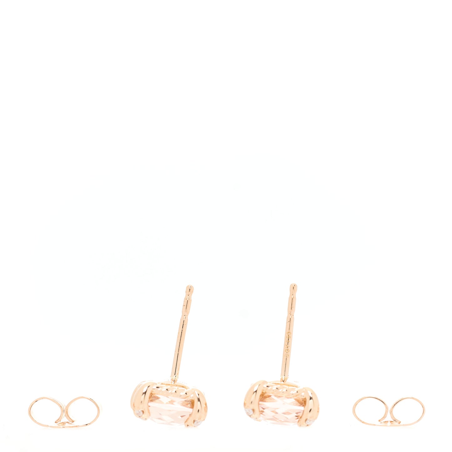 18K Rose Gold Diamond Morganite 8mm Chatelaine Earrings