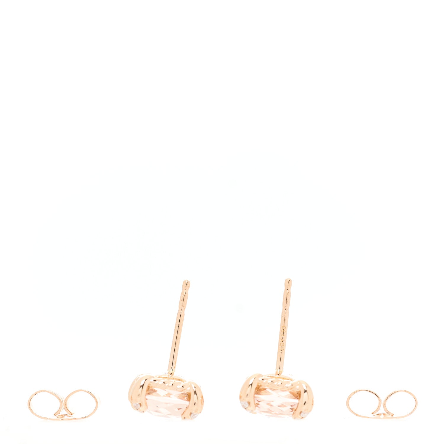 David Yurman 18K Rose Gold Diamond Morganite 8mm Chatelaine Earrings 4 of 4