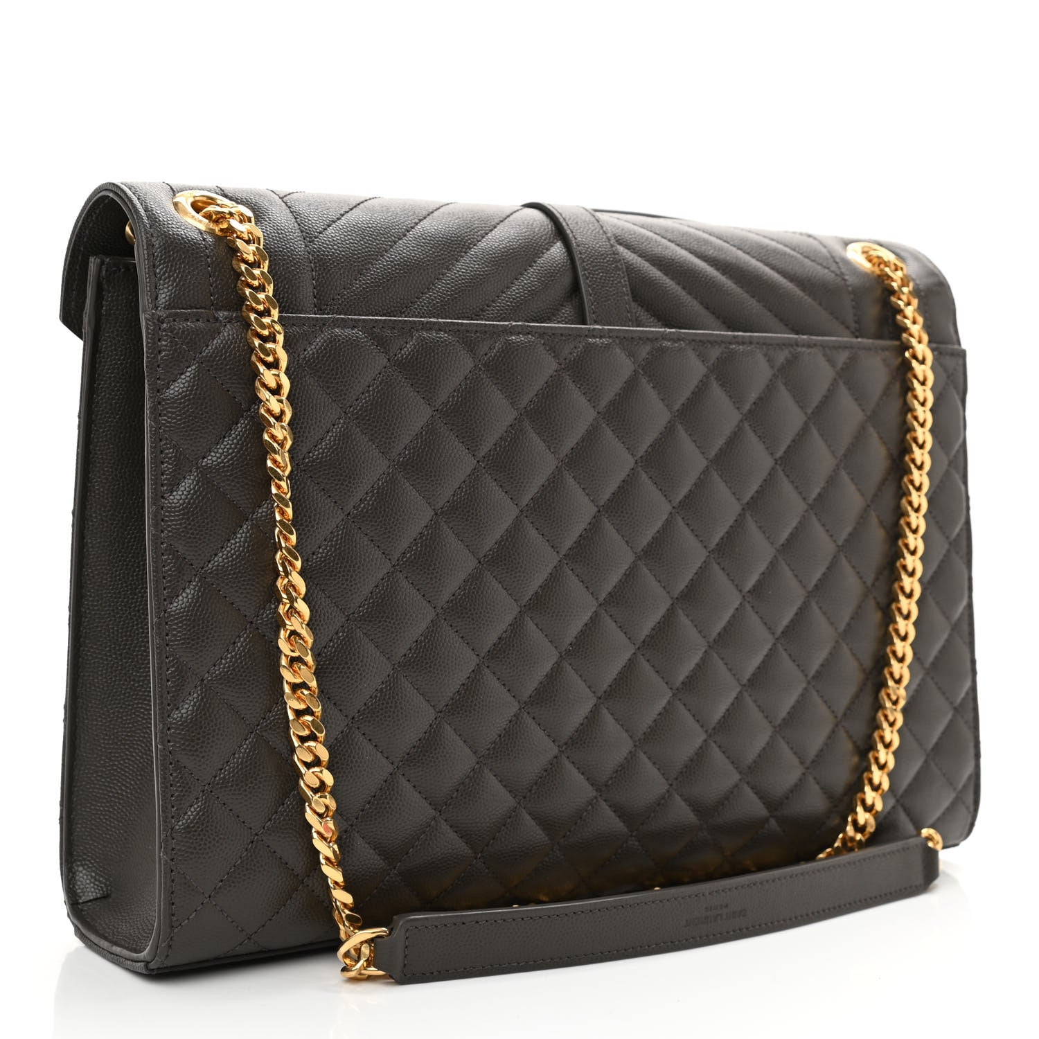 Saint Laurent Grain De Poudre Textured Mixed Matelasse Large Triquilt Monogram Satchel Pebble 2 of 7