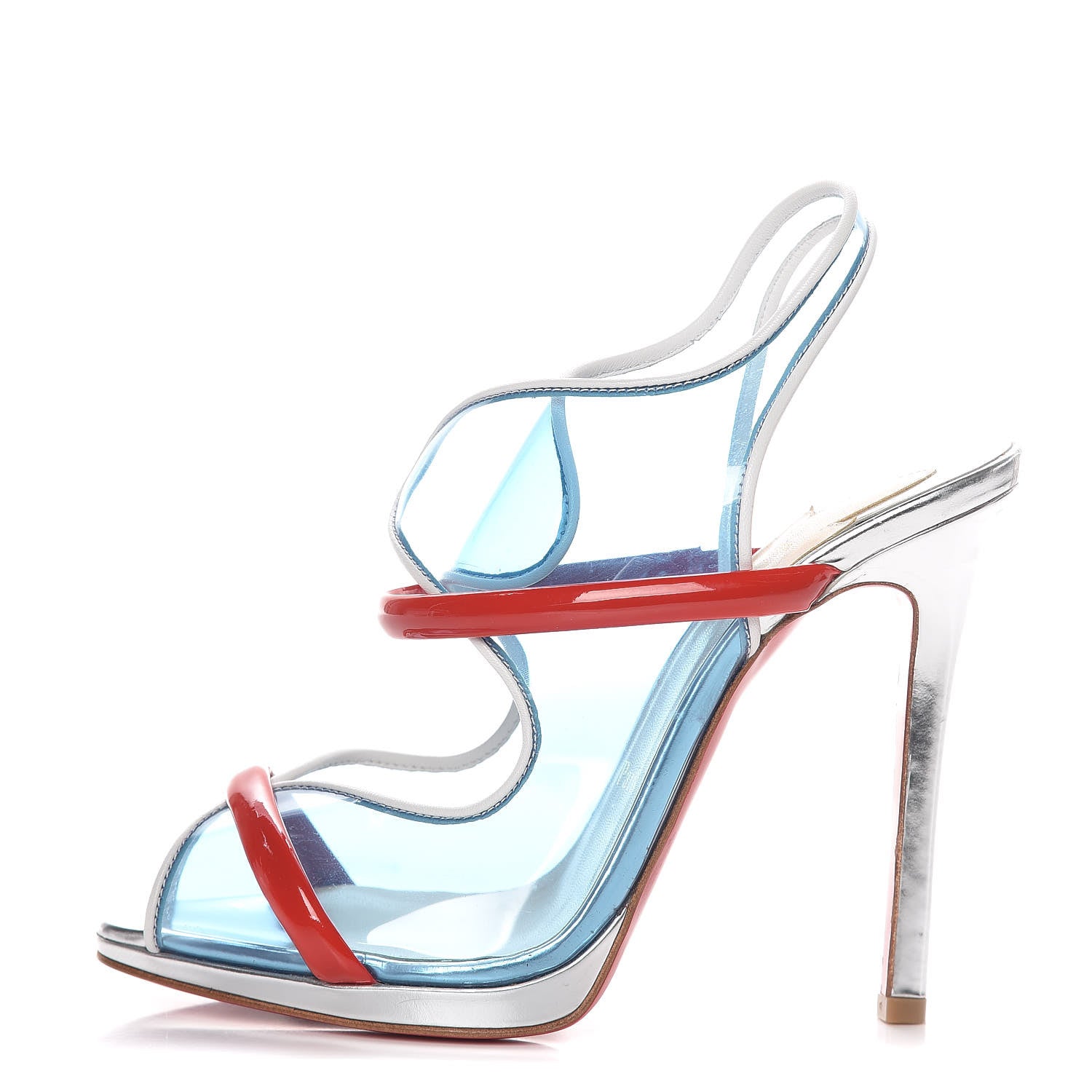 Christian Louboutin PVC Patent Aqua Ronda 120 Sandals Black 36.5 Aquamarine 1 of 9