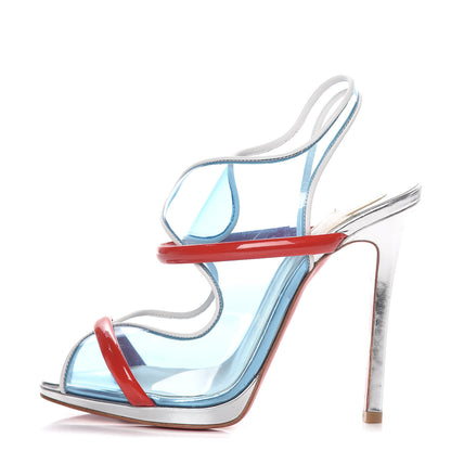 Christian Louboutin PVC Patent Aqua Ronda 120 Sandals Black 36.5 Aquamarine 1 of 9