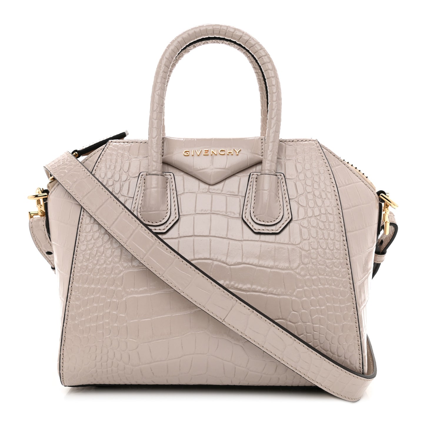 Calfskin Crocodile Embossed Mini Antigona Dune