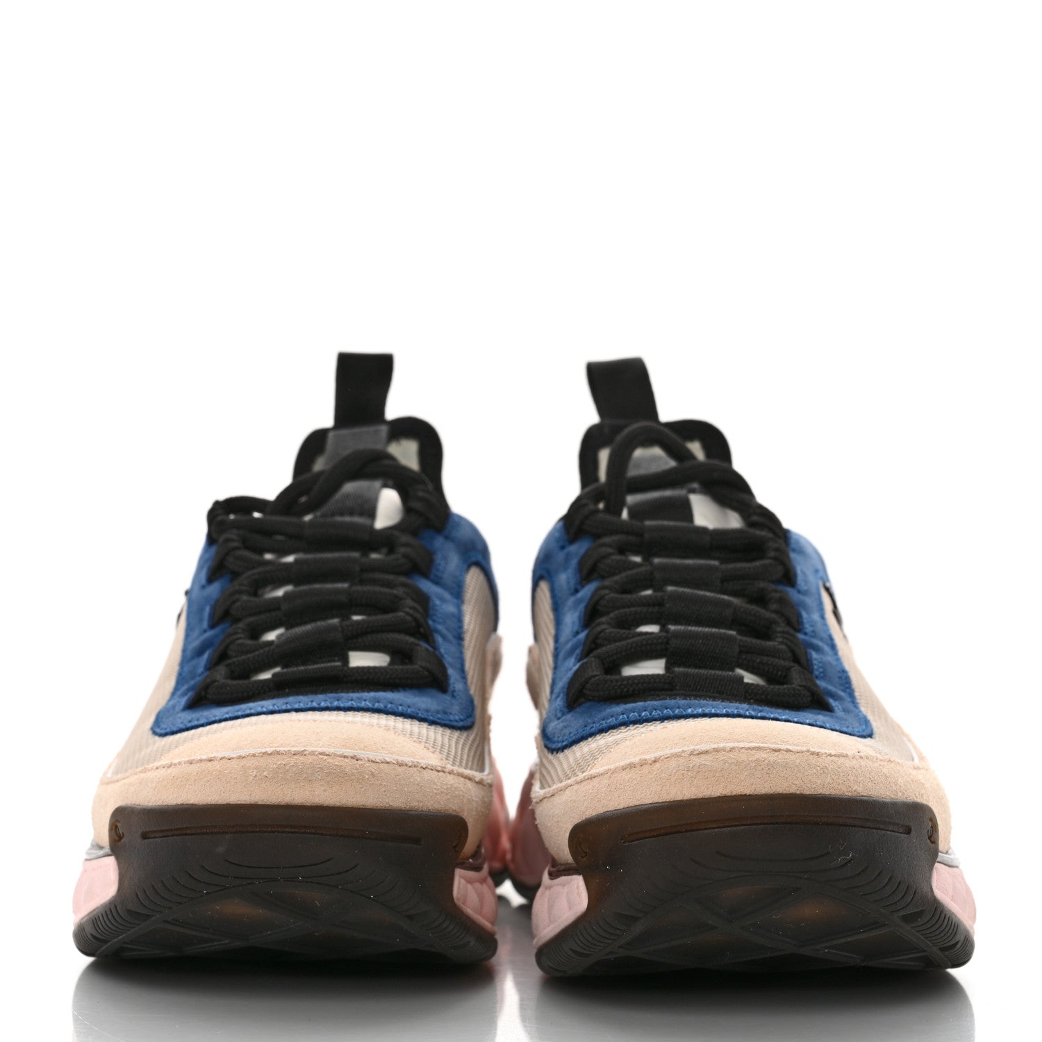 Chanel Fabric Suede CC Sneakers 37.5 Blue Beige Pink 2 of 8