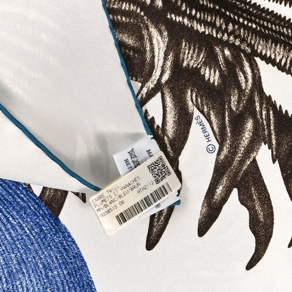 Hermes Silk Plumets Et Panaches Scarf 90 White Bleu Brun 3 of 4
