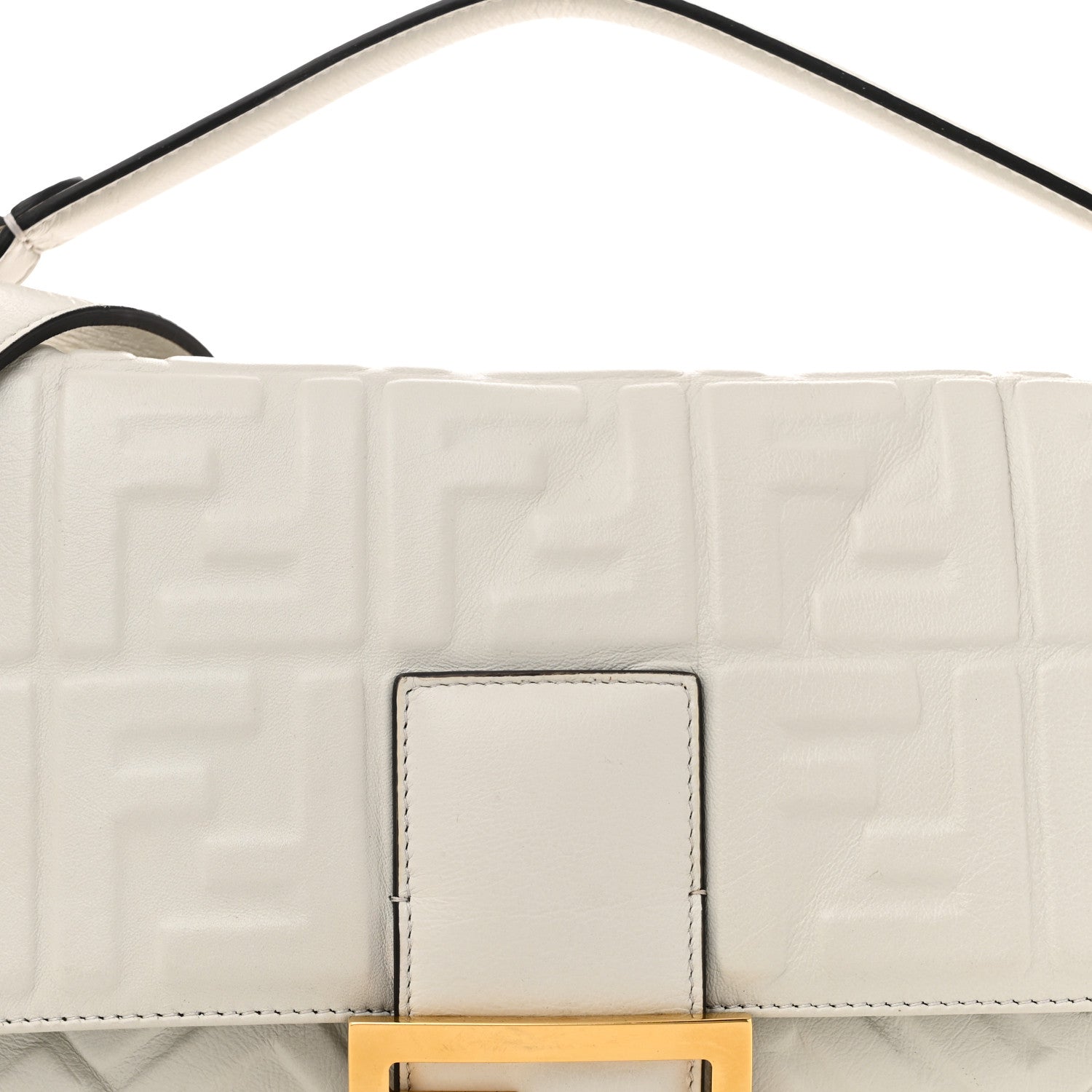 Fendi Nappa FF 1974 Embossed Large Baguette White 8 of 14