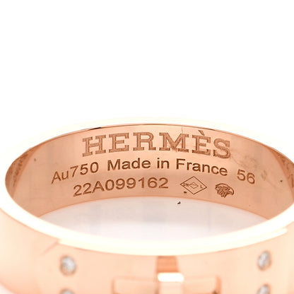 Hermes 18K Rose Gold Diamond PM Kelly Ring 56 7.5 4 of 5