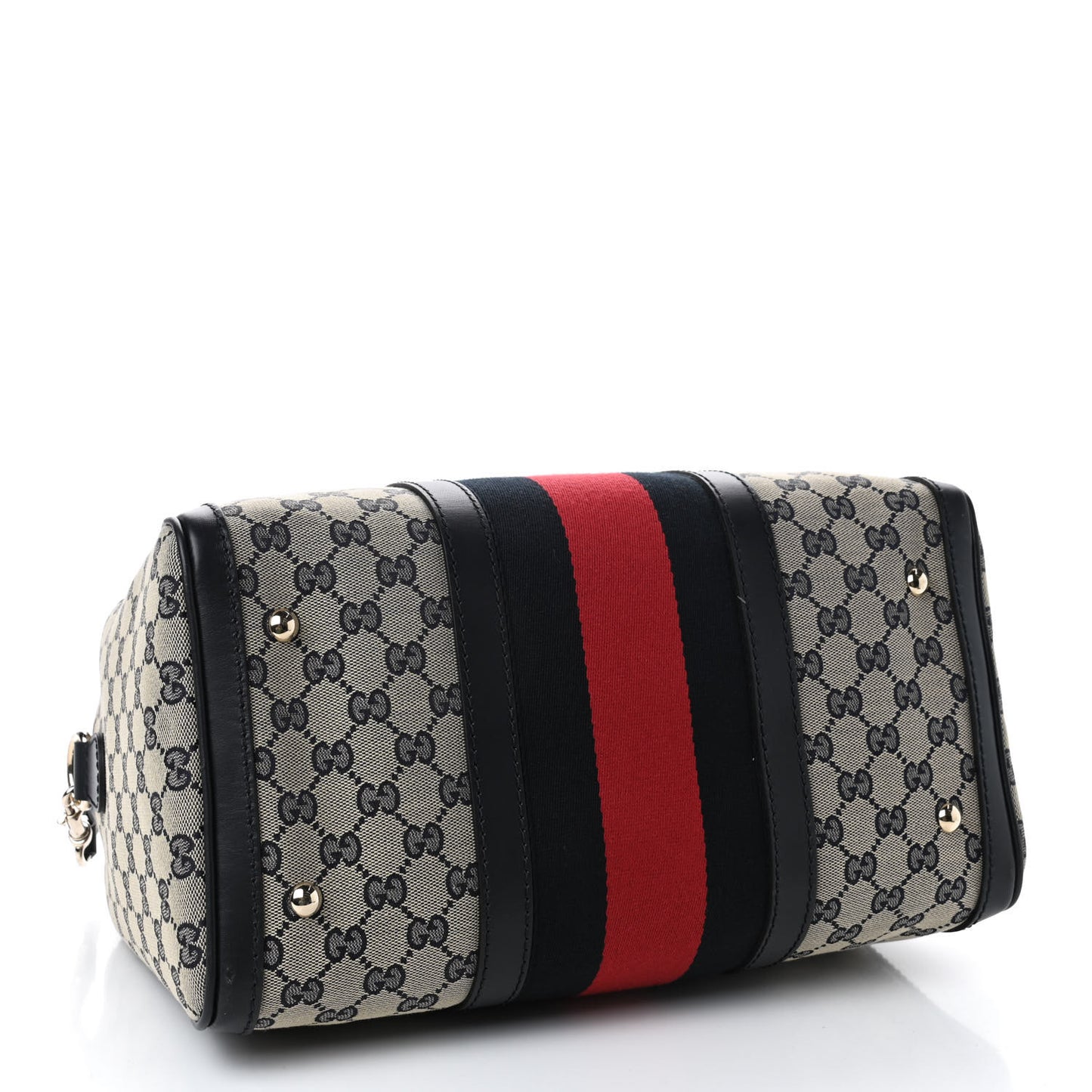 Monogram Selleria Calfskin Vintage Web Medium Boston Beige Blue