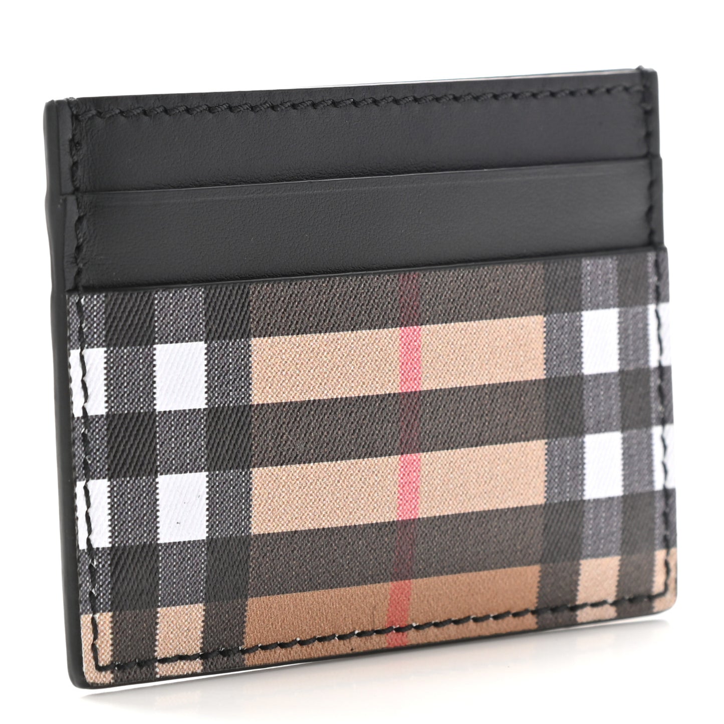 Vintage Check Calfskin Card Case Black