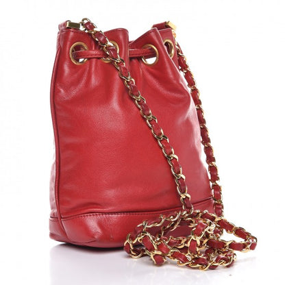 Chanel Lambskin Drawstring CC Shoulder Bag Red 3 of 8