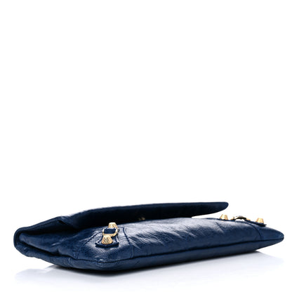 Balenciaga Agneau Giant 12 Gold Hardware Envelope Clutch Bleu Mineral 4 of 16