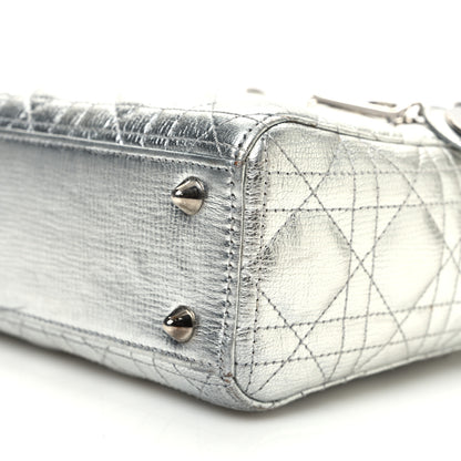 Christian Dior Metallic Grained Calfskin Cannage Small Lucky Badges My Lady Dior Silver 10 of 11