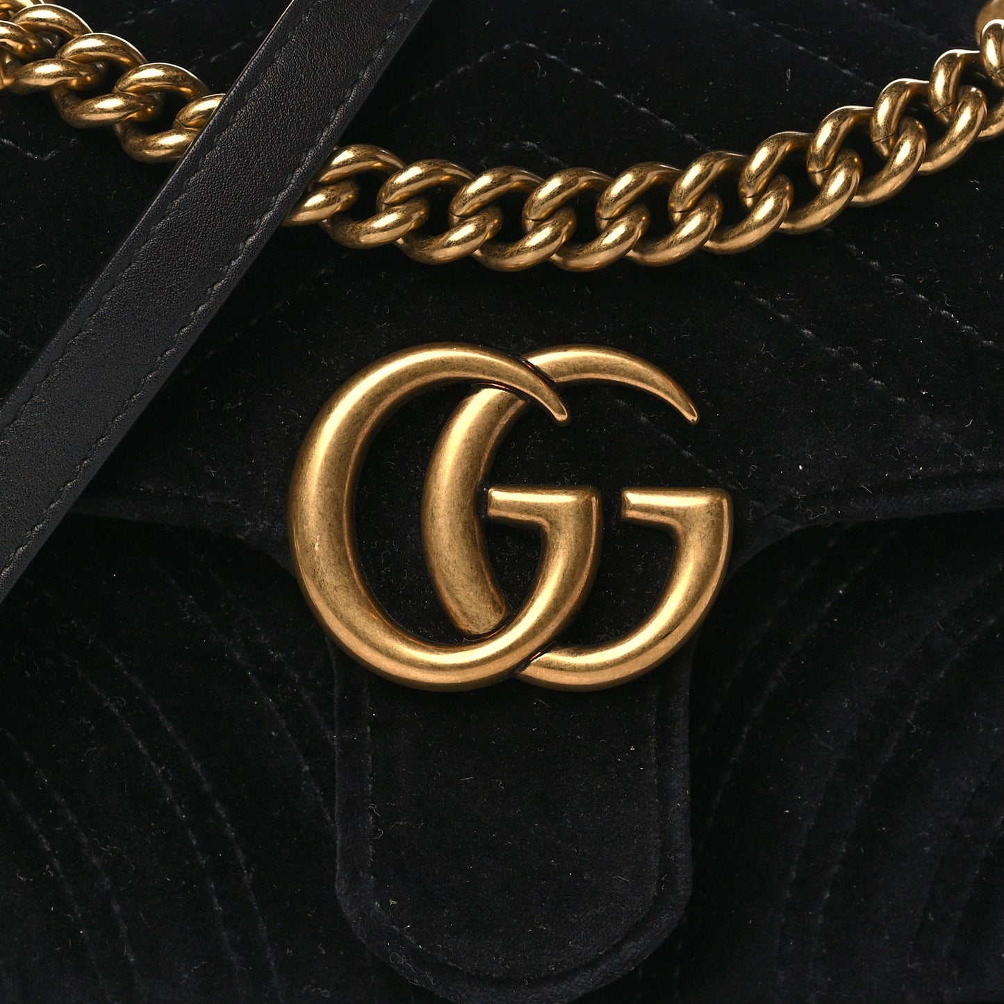 Velvet Matelasse Mini GG Marmont Shoulder Bag Black