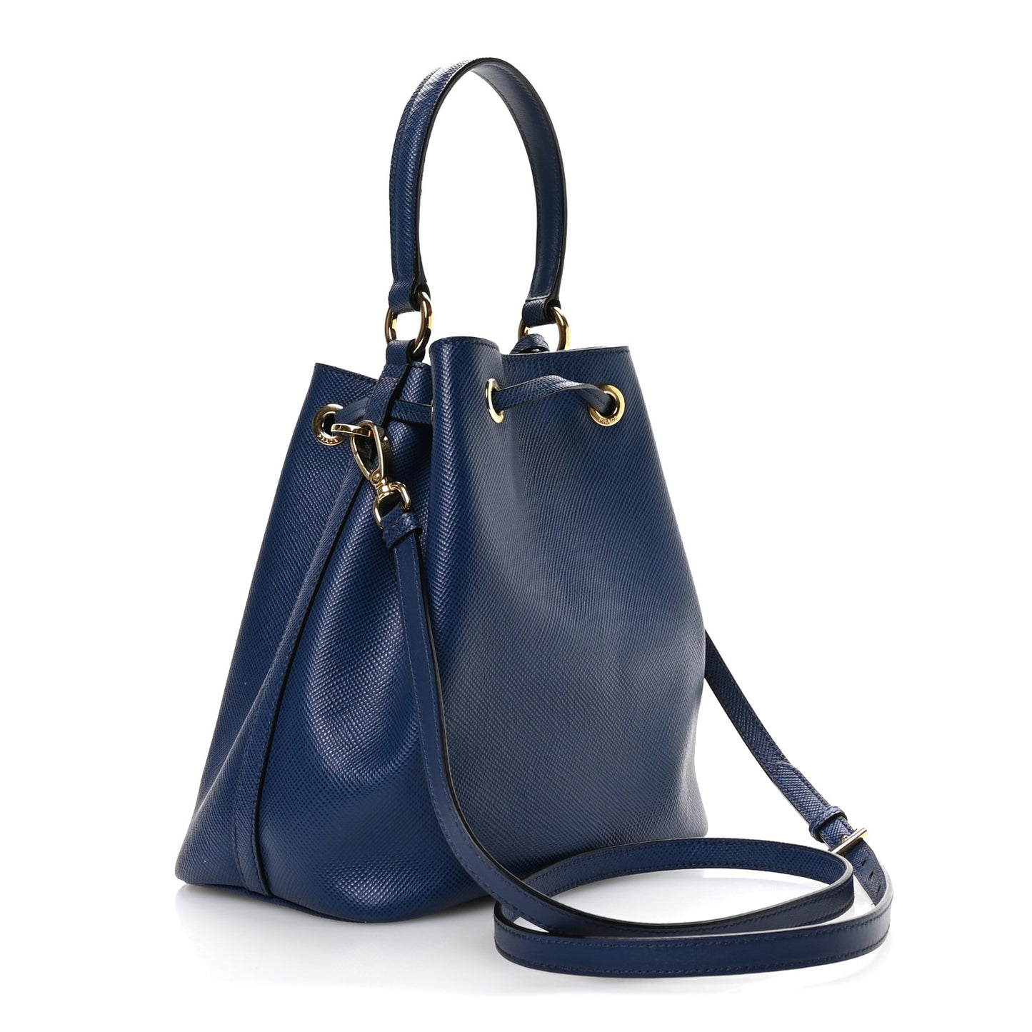 Saffiano Cuir Bucket Bag Bluette