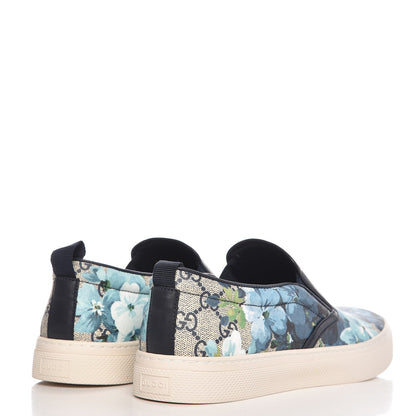 Gucci GG Supreme Monogram Blooms Mens Dublin Slip On Sneakers 7 Beige Blue Navy 4 of 9