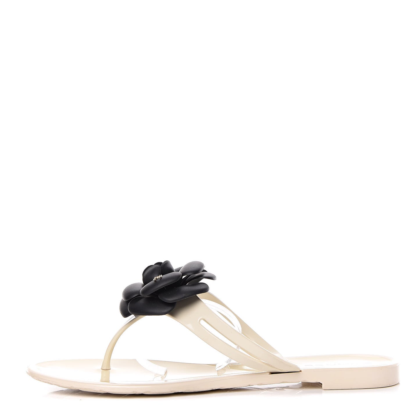 Jelly Camellia Thong Sandals 39 Ivory Black
