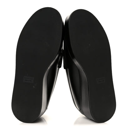 Gucci Kama Calfskin Horsebit Womens Wedge Platform Loafers 38.5 Black 6 of 9