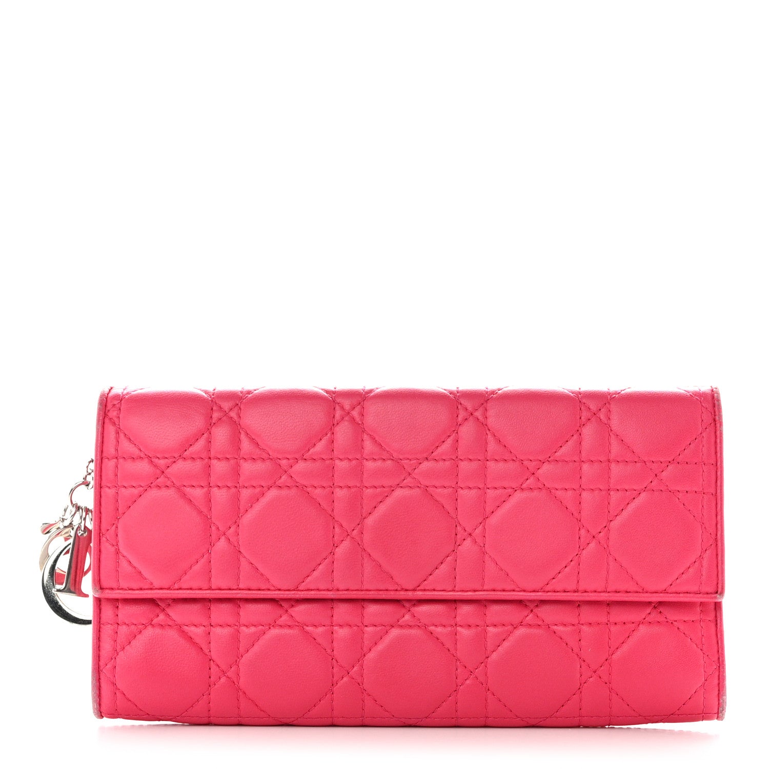 Christian Dior Lambskin Cannage Lady Dior Flap Wallet Pink 1 of 11